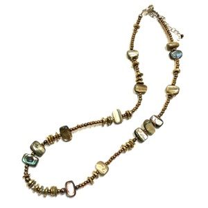 Silpada Abalone Vintage Sterling Silver Shimmery Gold Necklace